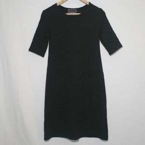 Leota Black Embossed Pattern Dress 1/4 Sleeve Short Dress Size S